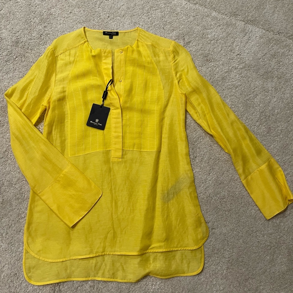 MASSIMO DUTTI linen tunica long sleeve top new